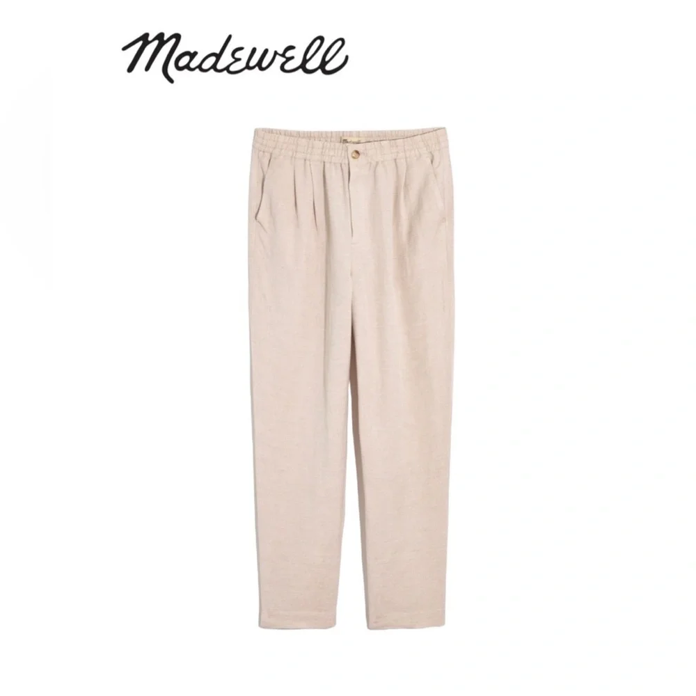 Madewell NWT Linen-Blend Track Trousers XXL Tan - Picture 2 of 11